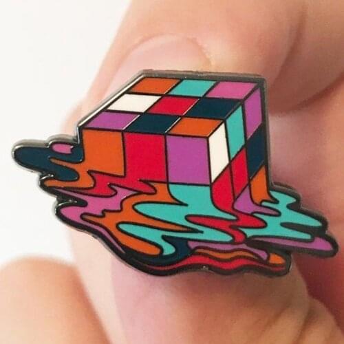 Cube enamel pin badge