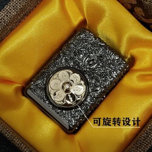 Zorro Brass Kerosene Lighter Fashion Wealth Six-Word Mantra High-End Carved Patterns Cigarettes Business Men Smoking Gift