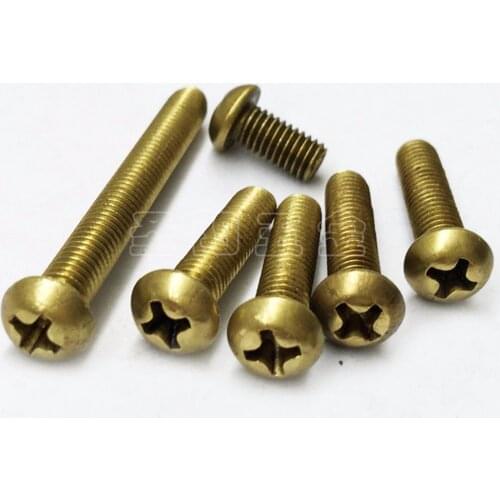 100pcs M2.5 Brass Screw Round Pan Head Copper Screw Cross Recessed Phillips Copper Bolt M2.5*4/5/6/8/10/12/16mm