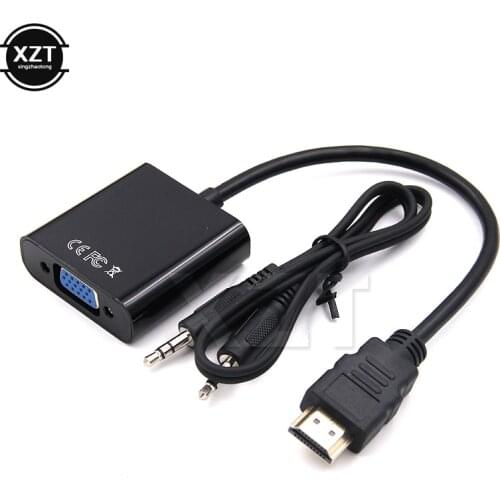 Hot Sale HDMI VGA Video adaptor Male to Female HDTV Monitor TV for XBOX 360 PS3 3.5mm plug Audio Cable Adapter Converter
