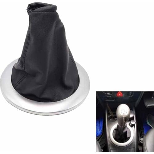 Matte silver & Leather Car Shift Gear Knob Lever Gaitor Boot Cover For Renault Megane 2 MK2 II MK 2 2002-2009