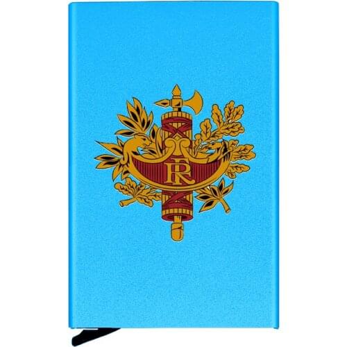 Metal Case France Symbol Printing Credit Card Holder Men Slim Anti Protect Travel ID Cardholder Women Rfid Wallet