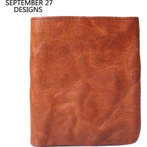 Short Wallet Men Genuine Leather Retro Male Bifold Clutch Purses Cowhide Vintage Women Credit Card Wallets Coin Pouch Money Bag