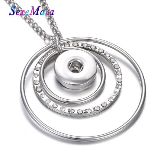 New Snap Button Necklace Jewelry Crystal Circle Snap Pendant Necklace for Women Fit 18mm Snap Buttons Jewelry Necklaces