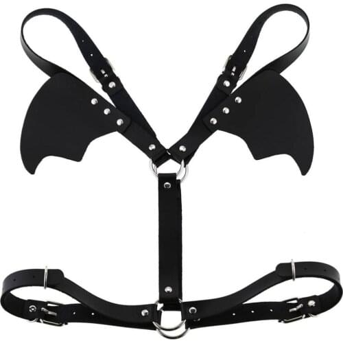New Women Punk Wings Leather Harness Belt Cage Bra Garter Fetish Gothic Rave Body Bondage Adjust Crop Tops Harness Bra for Women