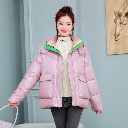 Solid Winter Women Thick Cotton Padded Jacket Hooded Casual Zipper Bubble Coat for Ladies Warm Short Down Cotton Parkas Outwear