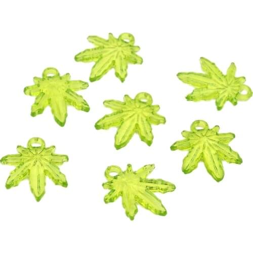 About 95pcs Yellow Green Transparent Acrylic Leaf Pendants for Diy Necklace Earring Dangle Findings Jewelry Making Accessories