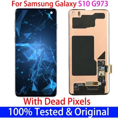 Original S10 With Small Dot LCD For SAMSUNG Galaxy S10 G973F/DS G973W G973U SM-G9730 LCD Display Touch Screen Digitizer Assembly