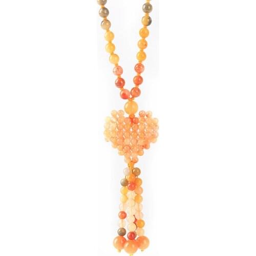 Handmade Natural Love Heart Jade Gemstone Graduated Beads Pendant Necklace for Women