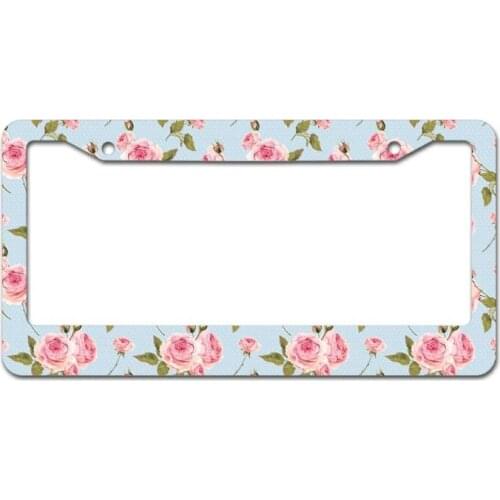 Peceeta Plant Flower License Plate Frame 2 Holes 1 Frame Matte Aluminum Stainless Steel Board Frames white 16x31cm"] E7CA