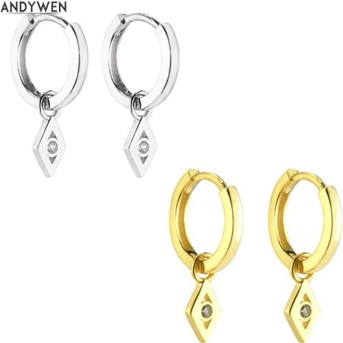 ANDYWEN 925 Sterling Silver Big Hoops Pendant Huggies Loops Earring Crystal CZ Eye Petti Gadget Women Earring Jewelry Christmas