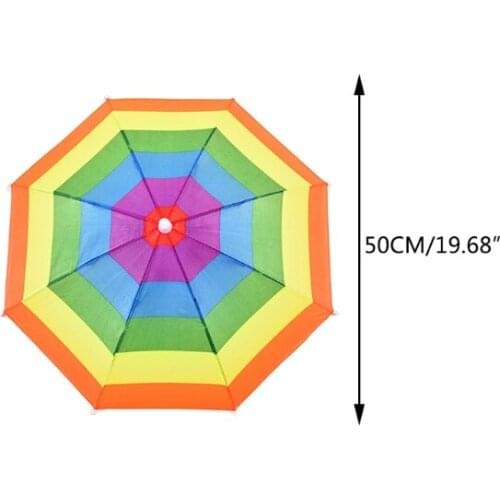 270C Fishing Hat Umbrella Equipped for Sun Protection Sun Rain with Rainbow Strips Hat for Gardening