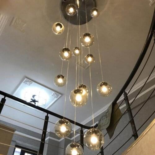 Modern minimalist staircase chandelier Rotating home duplex chandelier Villa Nordic staircase chandelier led lighting fixture