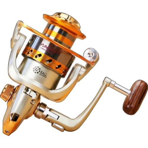500 - 9000 Series Super big Metal Spinning Fishing Reel Ratio 5.2:1 12BB wood handle carretilhas de pe fishing Wheel