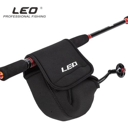 LEO Super Light And Strong Portable Black Neoprene Spinning Reel Pouch Baitcasting Fishing Reel Bag Protective Case Cover Holder