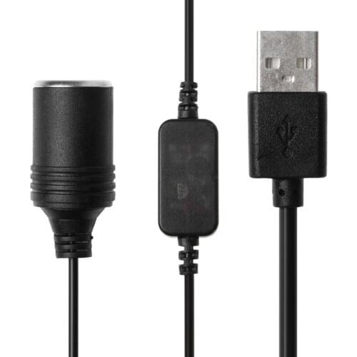 USB 5V To 12V Car Cigarette Lighter Socket Female Power Converter Adapter Cable 30cm for DVR GPS Dash Camera Driving Recorder