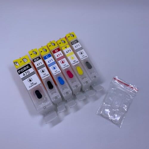 YOTAT 6pcs Refillable PGI-470 CLI-471 ink cartridge PGI470 PGI-470XL for Canon PIXMA MG7740 TS9040 TS8040 TS6040 TS5040