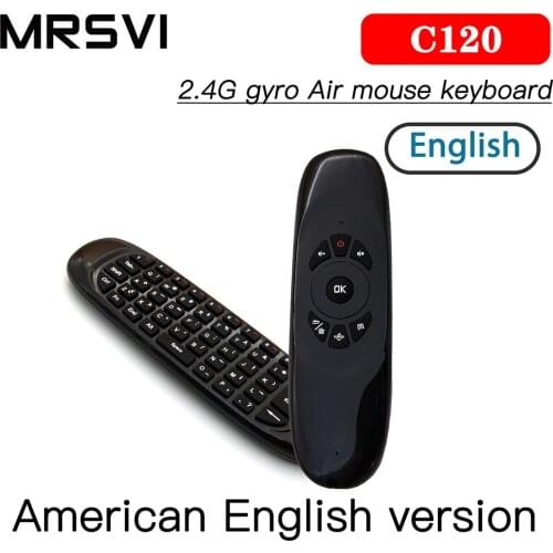 Factory price English C120 Gyroscope Fly air mouse 6 Axis Sensor android Remote Control mini 2.4Ghz wireless keyboard