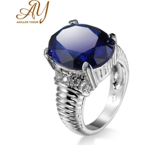 Anillos Yuzuk Vintage 925 Sterling Silver Blue Green Yellow Topaz Wedding Engagement Ring Fine Jewelry Wholesale Drop Shipping