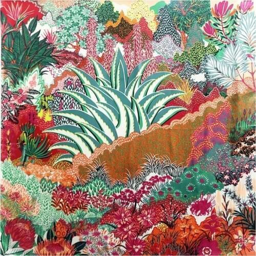 100% Twill Silk Scarf Women Large Shawls Jungle Big Square Bandana Luxury Brand Kerchief Scarves For Ladies Fashion Foulard 130