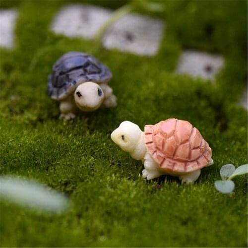 2Pcs Cute Mini Tortoise Model Fairy Garden Miniatures Micro Landscape Decoration Color Random