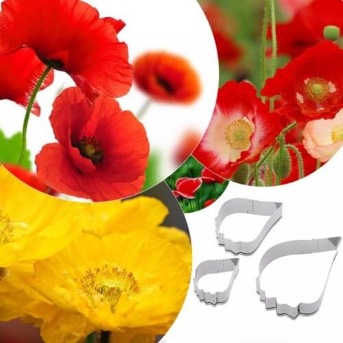 Poppy Flower 3Pcs Stainless Stell Cookie Cutter Pastry & Biscuit Baking Cutter Cake Decorating Tools Cupcake Mold Fondant Tools