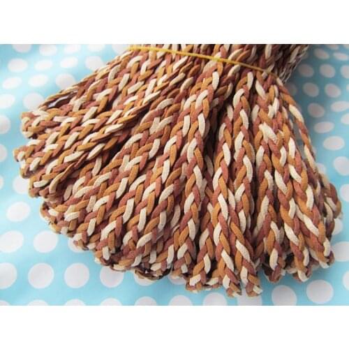 6mm 100m Brown/Light Brown/Beige Braided Faux Suede Leather Cords String Rope,Jewelry Beading String, For Bracelet & Necklace