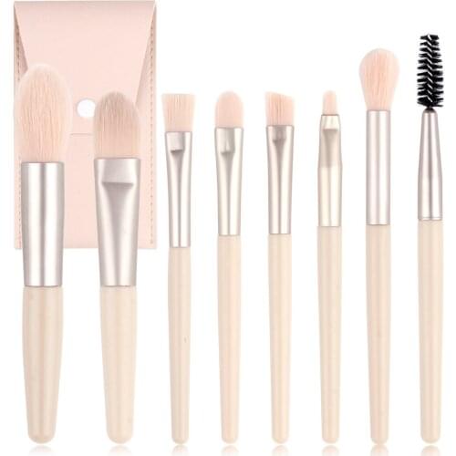 8Pcs Eye Makeup Brushes Set Travel Portable Cosmetic Powder Foundation Blush Blending Concealer Eyeshadow Brush Eyelash Brush