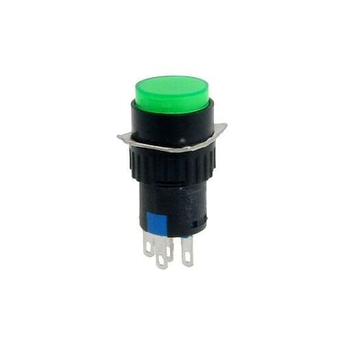 AC 220V Green Neon Light Momentary Round Push Button Switch Rnphr