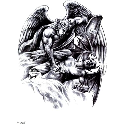 The Angel Kill The Devil Temporary Tattoo Sticker Tatouage Temporaire Homme Body arts Tattoo Flash Tattoo Fake Tatoo Stickers