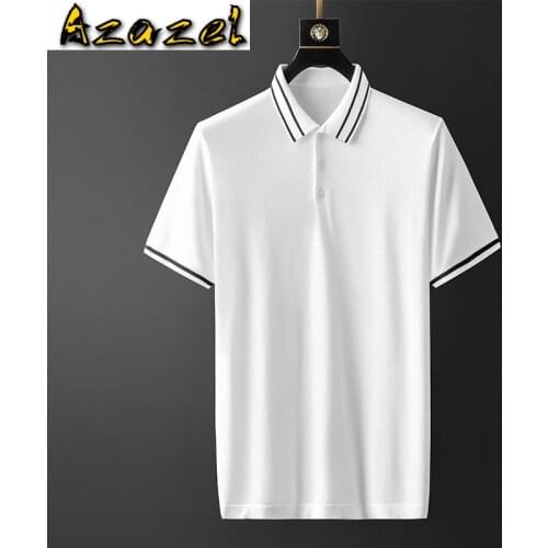 Azazel Summer Mens T-shirts High Quality Kintted Short Sleeve Casual Male T-shirts Fashion Slim Fit Man T-shirts Black White