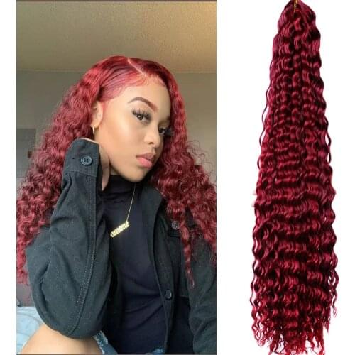 Belle Show Synthetic 30 Inch Deep Wave Crochet Hair Longthick Natural Hair Extensions Wavy Ombre Body Wave Bundles For Braid