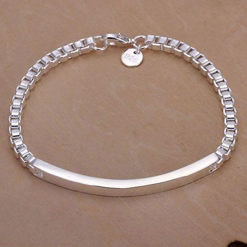 Free shipping jewelry silver plated jewelry bracelet fine fashion box placard bracelet top quality wholesale and retail SMTH079