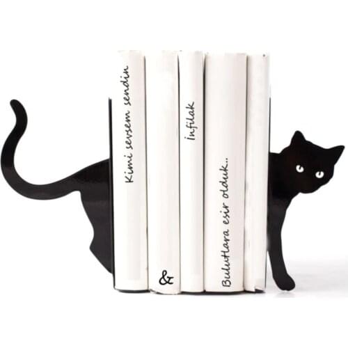 Black Cat Figured Decorative Metal Book Holder, Book Support