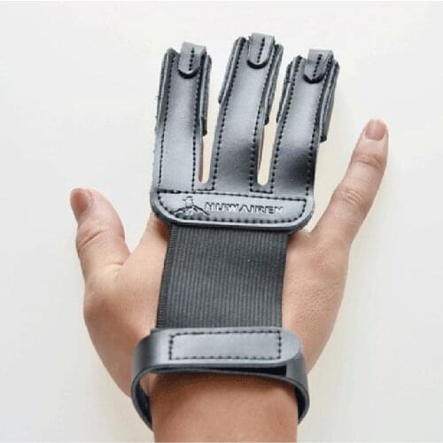 Black Finger Protection Guard Cow Leather 3 Finger Protect Glove for Archery Targeting Recurve Bow Hunting Shooting