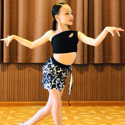 Children Latin Dance Wear Practice Summer Girls Daily Training Party Stage Clothing Salsa Cha Cha Gatsby Dress Tops/Skirts 4190