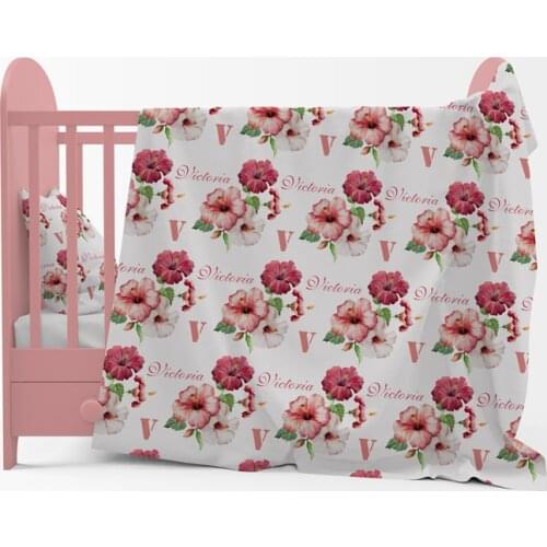 Baby Swaddle Newborn Baby Blanket Swaddling Cotton Name Personalized Vintage Floral Infant Baby Bedding Gift Crib Bed Blanket