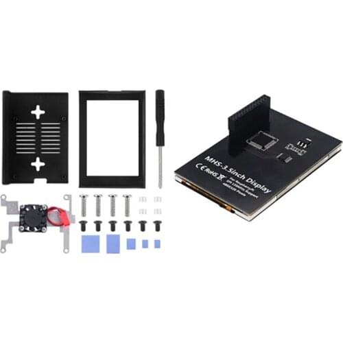 For Raspberry Pi 4B Press Screen 60FPS 320X480 Pixel MHS 3.5 Inch Display with Cooling Fan Metal Shell Kit