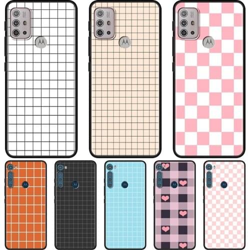 Checkerboard Plaid Grid Case for Motorola Moto G9 Play One Fusion Plus G8 G10 Power Lite Hyper Phone Cover E6s G Stylus G50 G60