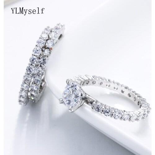 3pcs sets rings for wedding setting bright cubic zirconia stones elegant jewelry for women bridal jewellery high quality ring