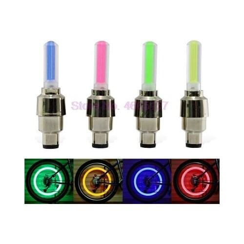 By DHL 500pcs Bicycle Lights Wheel Tire Valve Caps Bike Accessories Cycling Lantern Spokes Bike Lamp Colorful