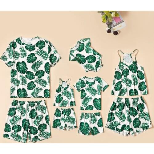 PatPat New Summer Family Leaf Print Matching Pajamas Set(Flame Resistant)