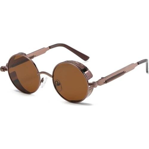 Reggaeon Round Steampunk Goggles Retro Male Sunglasses Men Vintage Women Gothic Sun Glasses Gold Black Steam Punk Sunglass 58028