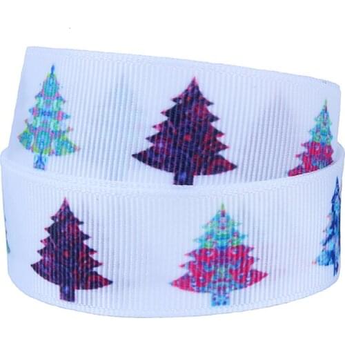 FLRA Ribbon New arrival colorful Christmas trees printed grosgrain ribbon