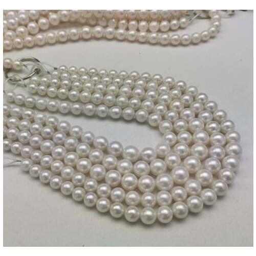 Lots 5strands pearls11-13mm near round white kasumi fresh water pearl strings #495