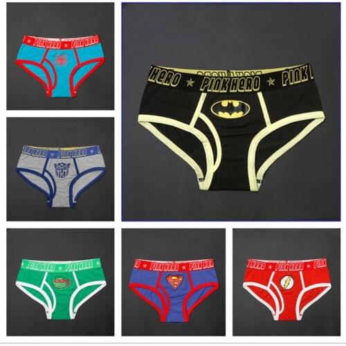 Mens Classic cartoon Super hero Cosplay print mens briefs Cotton panties Men Underwear