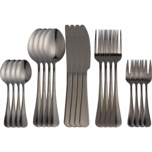 20Pcs Stainless Steel Black Cutlery Tableware Set Dinnerware Dinner Wedding Home Flatware Set Forks Knives Spoons Set Silverware