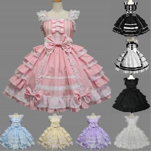New Gothic Lolita Dress Victorian Sweet Lolita Dress Court Lace Bow Cosplay Japanese Dress Kawaii Clothing Lolita Jsk SL2916