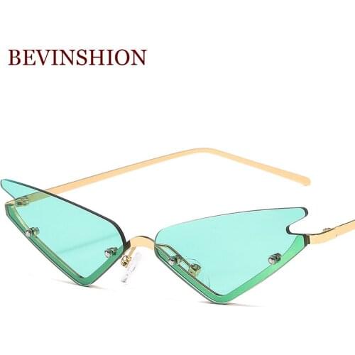 Luxury sexy cool new 2020 red cat eye sunglasses women men rimless metal brand Lunettes female fashion cateye sun glasses