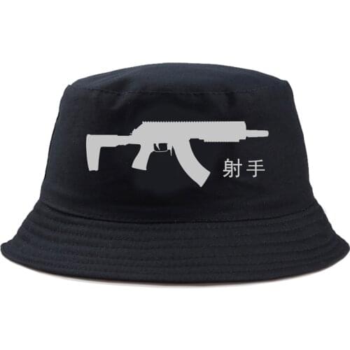 Fashion Summer Street Caps Gun Bucket Hat Fisherman Reversible Pattern Panama For Man Cap Headwear Folding Hat Casual Bob Hat